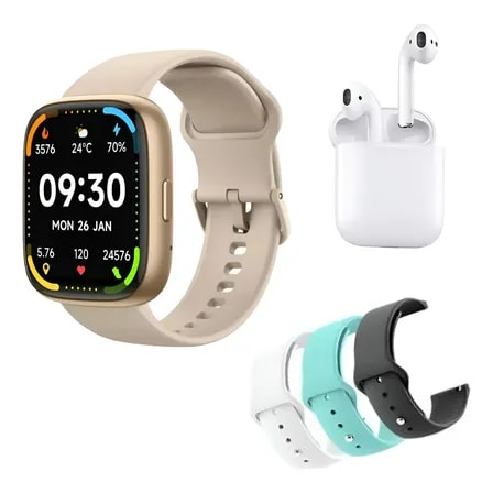 Imagem do Smartwatch Gps Frequencia Cardiaca Masculino Feminino Oferta Dourado Bege