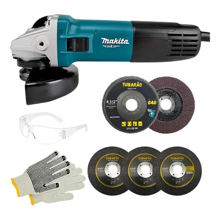 Imagem do Kit Esmerilhadeira Lixadeira 4 1 2 220v M9510b Makita Azul Turquesa 220v 240v 50 Hz 60 Hz