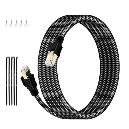 Imagem do Cabo De Rede Trancado De Nylon Rj45 Crimpado Para Internet Cat8 De 5 Metros