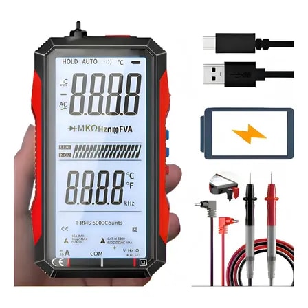 Imagem do Multimetro Digital Multimetro Digital Automotivo Com Iluminacao Bip Profissional Portatil 6000 Contagem Digital Visor Lcd Portatil Multimetro Inteligente Para Medicao E Tensao