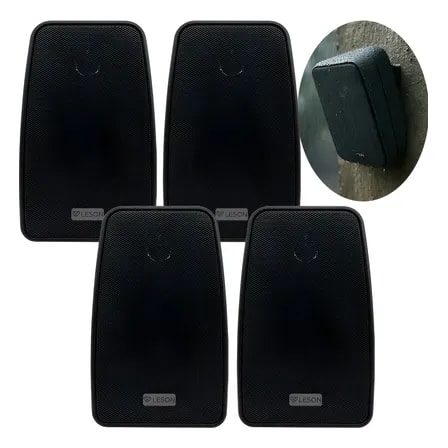 Imagem do Kit 4 Caixas Som Ambiente Resistente A Agua 140w Preta Leson