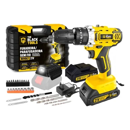 Imagem do Parafusadeira Furadeira Impacto 21v C Adaptador Carregador Amarelo 127 220v 60hz