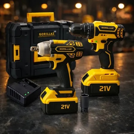 Imagem do Parafusadeira 21v E Chave De Impacto Brushless Com Maleta 127 220v