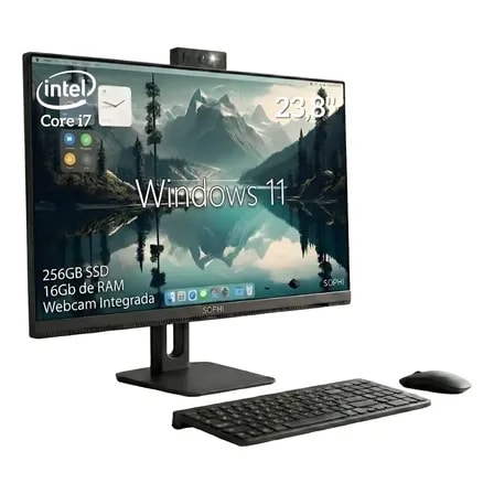 Imagem do Pc All In One Intel Core I7 16gb Ssd 256gb 23 8 Fhd Completo Preto 127 220v