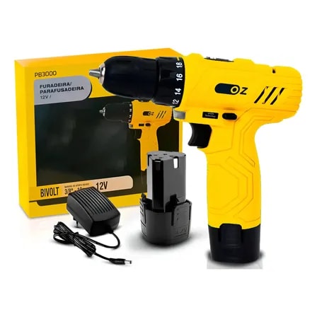 Imagem do Parafusadeira Furadeira Bateria 12v Bivolt Acessorios Preto 127 220v