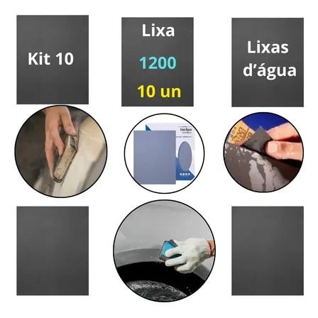 Imagem do Kit 10 Lixas 1200 Agua Lixamento Polimento Acabamento Folha 1200