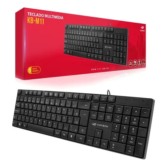 Imagem do Teclado Usb Multimidia Kb M11bk Preto C3 Tech