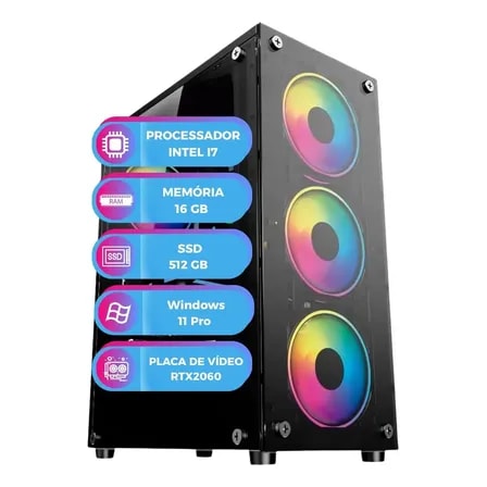 Imagem do Computador Gamer Multipc Rtx2060 6gb Intel Core I7 11 Geracao 16gb Ram Ssd 512gb 512 Gb 16 Gb