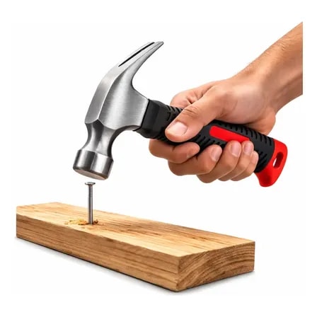 Imagem do Martelo Cabo Curto Mini Martelo Cabo Emborrachado E Ergonomico Unha Curva De Aco Suporte Para Mao Martelo Com 16cm