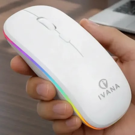 Imagem do Mouse Sem Fio Wireles Usb Recarregavel Optico Led Silencioso Branco