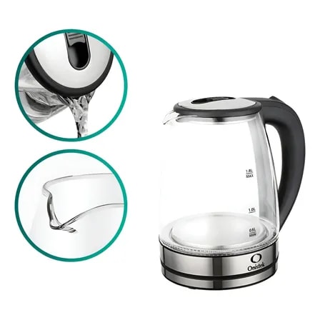 Imagem do Chaleira Jarra Bule Eletrica Vidro Transparente 1 8l 1200w Prateado 220v