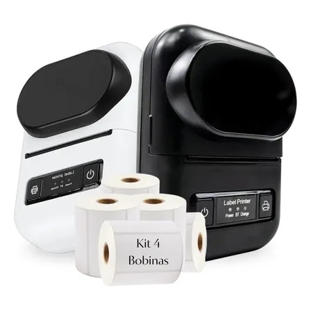 Imagem do Mini Impressora Termica Adesivo Etiqueta Kit Bobinas Leve Preto 127 220v