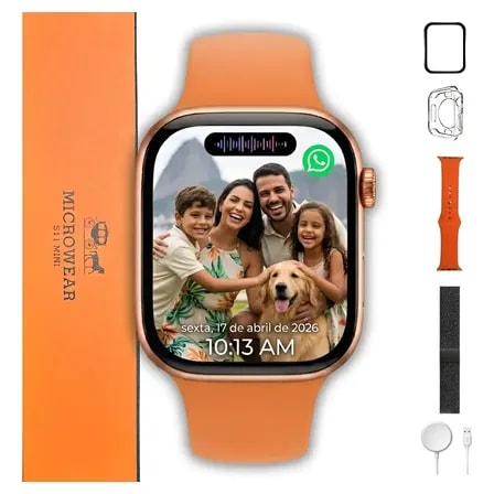 Imagem do Relogio Smartwatch S11 Mini Serie 11 Whatsapp Gps Nfc 2026 Laranja Serie Limitada