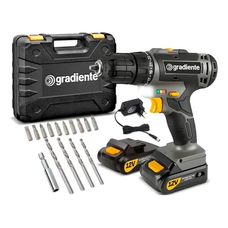 Imagem do Parafusadeira E Furadeira Bateria 12v Bivolt Bateria 12v Preto 127 220v 60hz