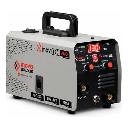 Imagem do Maquina Inversor De Solda Mig Sem 130a Gas Portatil 3em1 Tig Mma Display Digital Cinza 220v