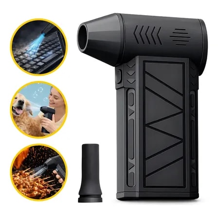 Imagem do Mini Ventilador Soprador Ar Turbo Simake 130000rpm Sem Fio Recarregavel Usb 3 Niveis Jato Forte Portatil Multiuso Limpeza Teclado Carro Acende Churrasqueira Preto 127 220v