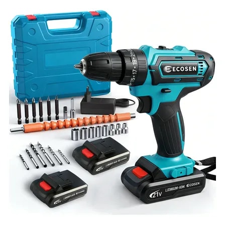 Imagem do Parafusadeira Furadeira Sem Fio Bateria 21v Duas Baterias Azul Preto 127 220v 60hz