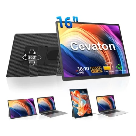 Imagem do Monitor Portatil Cevaton N3 16 Leve 683g 1200p 16 10 Tipoc Preto 127 220v