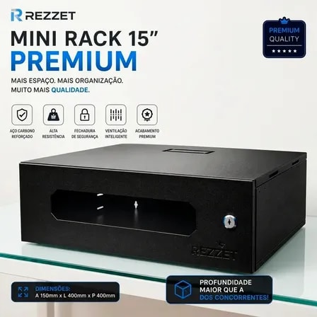 Imagem do Mini Rack 15 Polegadas Rezzet 400mm Parede Dvr Switch Modem Cftv Rede