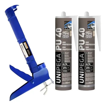 Imagem do Kit Aplicador Silicone Pu40 400g Cinza Resistente Multiuso Starfer Unipega