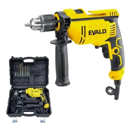 Imagem do Furadeira De Impacto 1 2pol 220v 850w Reversivel Profissional Efi850 Evald Com Maleta E Kit 9 Brocas Evald Amarelo