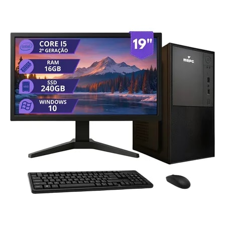 Imagem do Pc Computador Completo Intel I5 16gb Ssd 240gb Monitor 19 240 Gb 16 Gb Hd Intel 2000