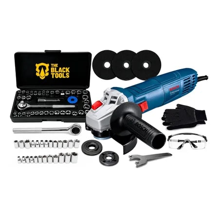 Imagem do Esmerilhadeira Bosch 4 1 2 Pol 127v Kit Acessorios 45 Pcs Azul 127