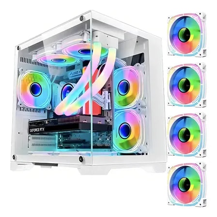 Imagem do Gabinete Hayom Branco Gb1791 4 Fans Rgb Micro Atx Em Vidro