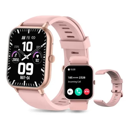 Imagem do Relogio Inteligente Masculino Ip68 A Prova Dagua 2 Pulseiras Caixa Preto Pulseira Rosa Bisel Rosa Desenho Da Pulseira Mesh Silicone