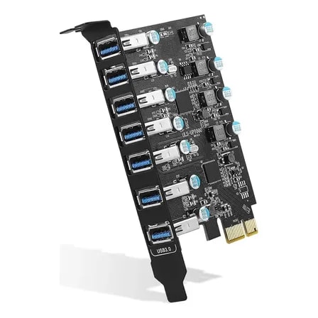 Imagem do Placa Pci E Com 7 Portas Usb 3 0 Com Modulo De Alimentacao