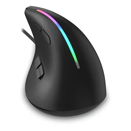 Imagem do Mouse Vertical Ergonomico Fire Phoenix D7 Led Rgb 12800 Dpi Usb Preto