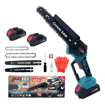 Imagem do Motosserra Eletrica 48v Brushless 6 E 8 Com 2 Baterias Azul Celeste 127 220v