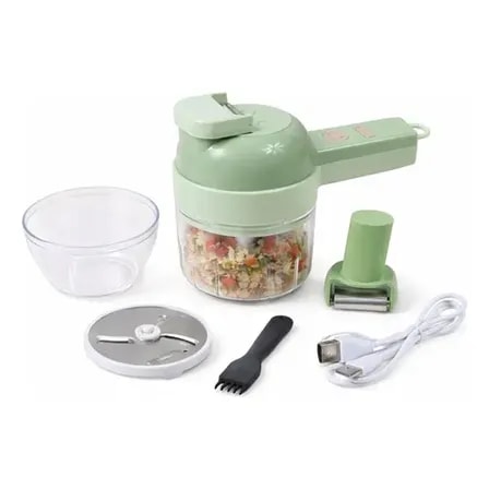 Imagem do Mini Cortador De Legumes Eletrico 4 Em 1 Portatil Usb Verde Claro