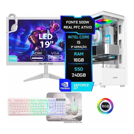 Imagem do Pc Gamer Completo Setup Ninja Nordic I Intel Core I5 16gb Ram Ssd 240gb Video 1gb Monitor 19 Kit Perifericos 240 Gb 16 Gb Hd Graphics 2500 1gb