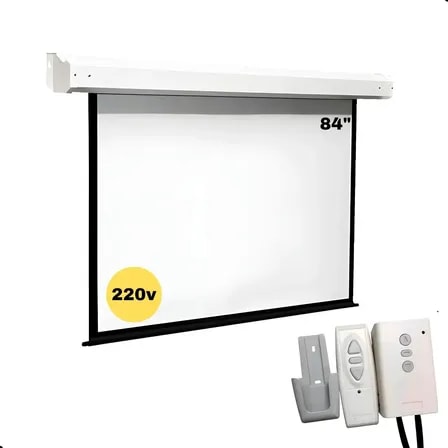 Imagem do Tela De Projecao Eletrica Domori 84 Polegadas Retratil C Controle Remoto Automacao Alexa Igreja Matte White Hd Profissional Premium 220v