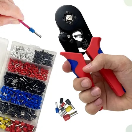 Imagem do Kit Alicate Crimpar Prensa 1200 Terminais Ilhos Tubular T7