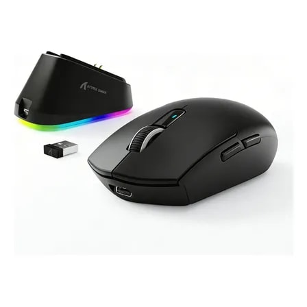Imagem do Mouse Gamer Sem Fio Attack Shark G3pro 25000 Dpi Dock Rgb Preto