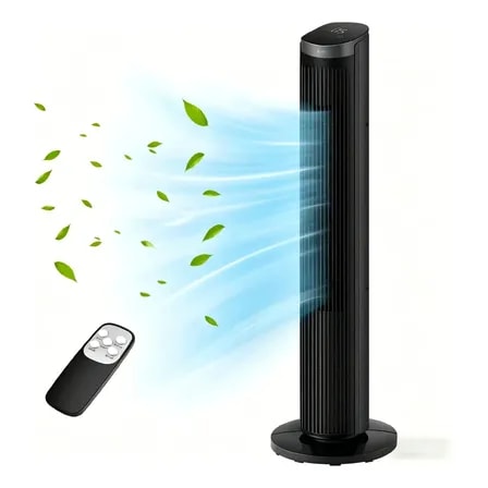 Imagem do Shawty Ventilador De Torre Silencioso Com Controle Remoto Oscilacao 90 De 3 Velocidades Timer De 12h Para Sala De Estar Quarto E Escritorio 220v 20 Cm 60hz Cinza Prateado 127v Plastico