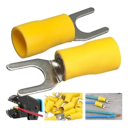 Imagem do Kit 100un Terminal Forquilha Garfo 4mm A 6mm Amarelo