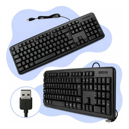 Imagem do Teclado Com Fio Usb Padrao Abnt2 Portugues Brasil C Silencioso Macio Preto Para Escritorio Jogos