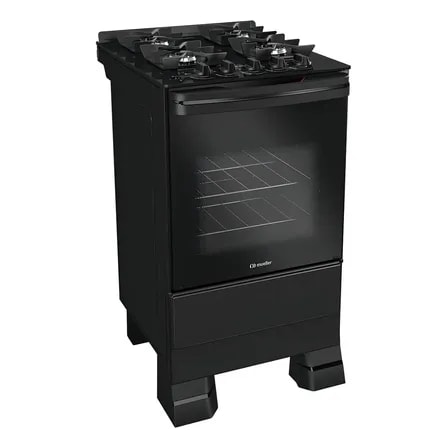 Imagem do Fogao 4 Bocas A Gas Mueller Mfv4bf Mesa Vidro Preto 127 220v