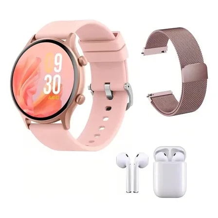 Imagem do Smartwatch Peje Solar Lite 2024 Com Gps Rosa E Pulseira Rose Gold