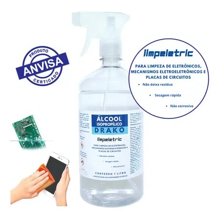 Imagem do Alcool Isopropilico Drako 99 8 1l Limpeza Eletronicos Borrifador