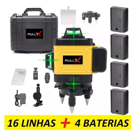 Imagem do Nivel Laser 4d Mulltx 16 Linhas Verde Recarregavel 30m Com Maleta
