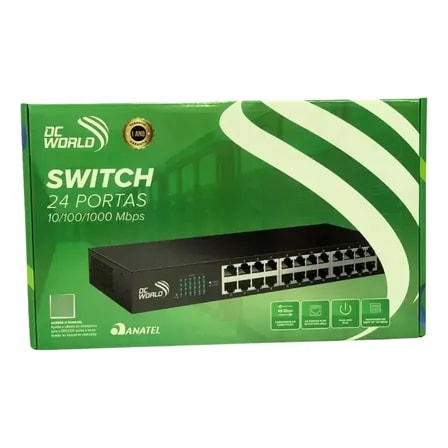 Imagem do Switch Gigabit 24 Portas 10 100 1000 Dc World Dc 10008