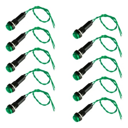 Imagem do Kit 10 Sinaleiro Olho De Boi 12v Para Painel Led Verde