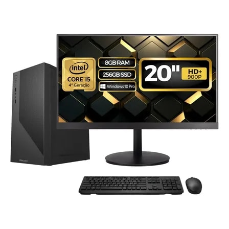 Imagem do Computador Completo Top Intel Core I5 4570 8gb Ram Ssd 256gb Bivolt Monitor 20 Led 75hz Preto Bluepc Cd2e 0110to