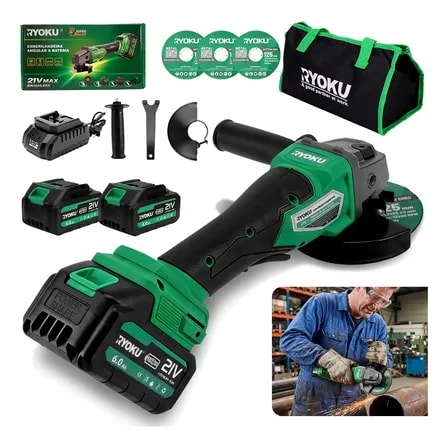 Imagem do Lixadeira Brushless Esmerilhadeira Angular 8000rpm 2 Bateria Verde Musgo 127 220v