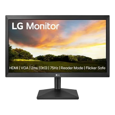 Imagem do Monitor Pc Lg 19 5 20mk400h B Led Hd Hdmi Vga D Sub 75hz 2ms Gtg Ajuste De Inclinacao Reader Mode Preto 127 220v