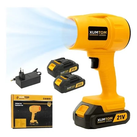 Imagem do Soprador De Folhas Portatil Xumtom Xt650 Sem Fio 21v 1050w Com 2 Baterias Amarelo 127 220v